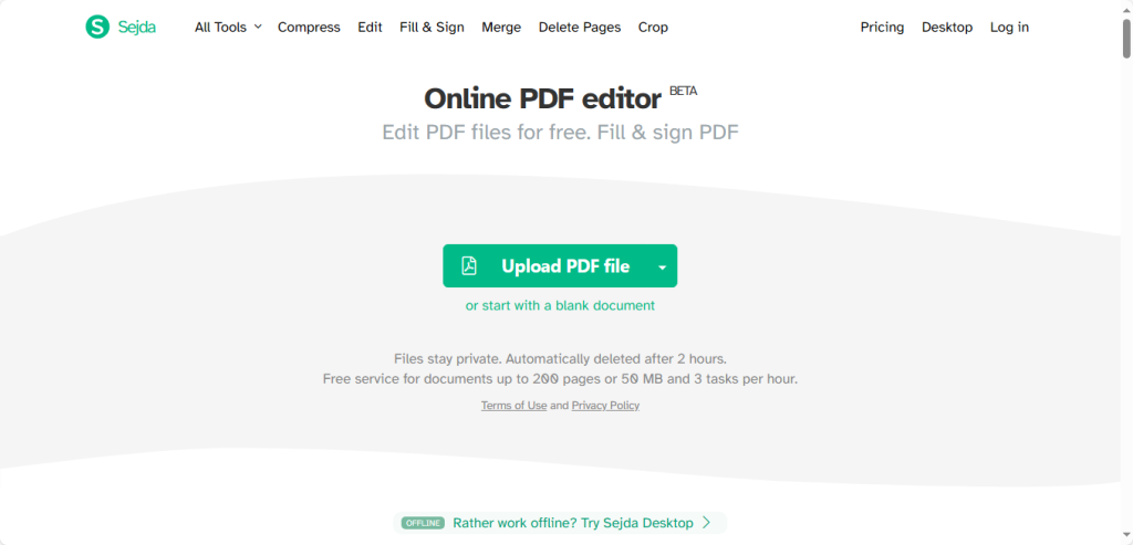online pdf editor sejda