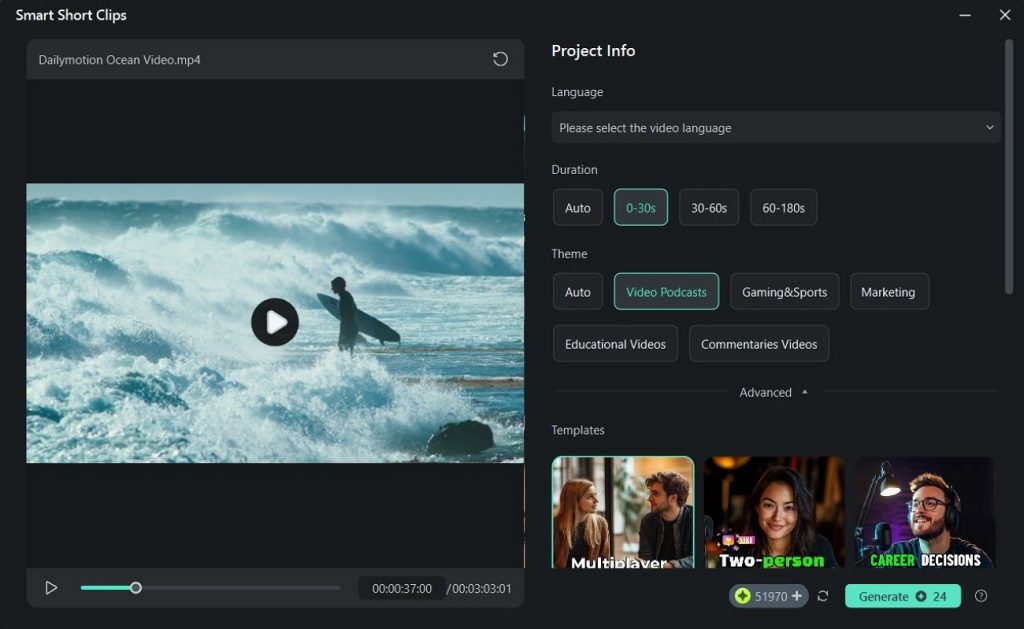 create short clips with desktop filmora