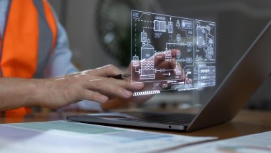 Industrial automation control system integration with PLC and SCADA in a modern factory