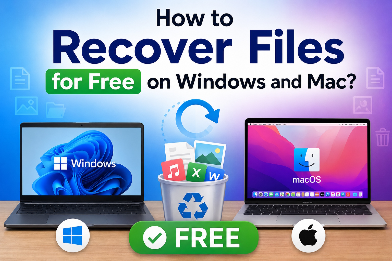 Recover deleted files for free on Windows and Mac using built-in recovery options and free data recovery software.