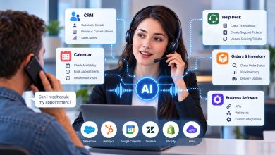 AI call agent connected to CRM, calendar, help desk and business software