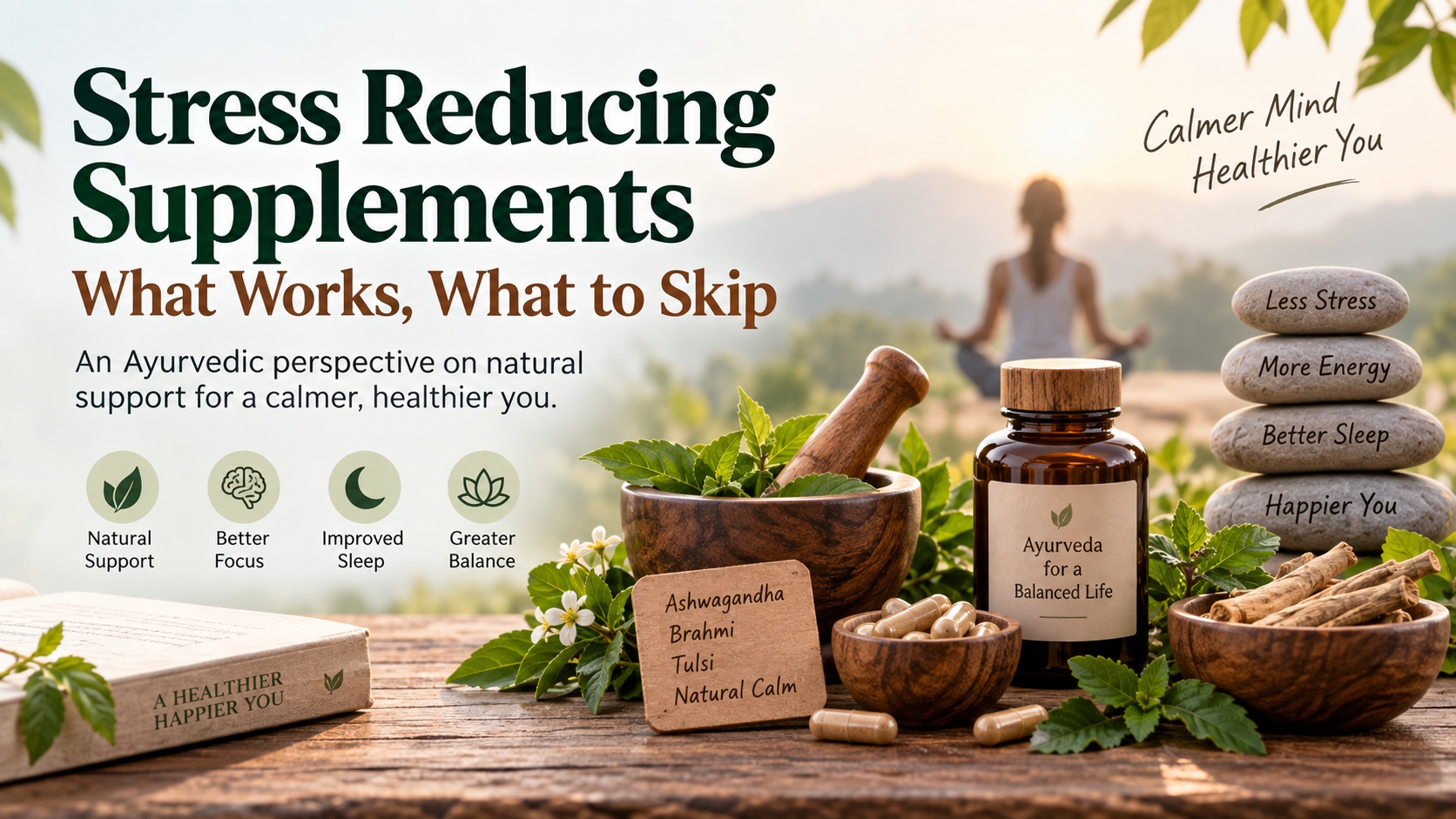 Stress reducing supplements and Ayurvedic herbs for relaxation