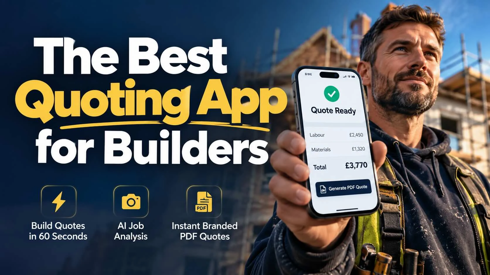 Best quoting app for builders showing construction quotation software on a laptop and smartphone