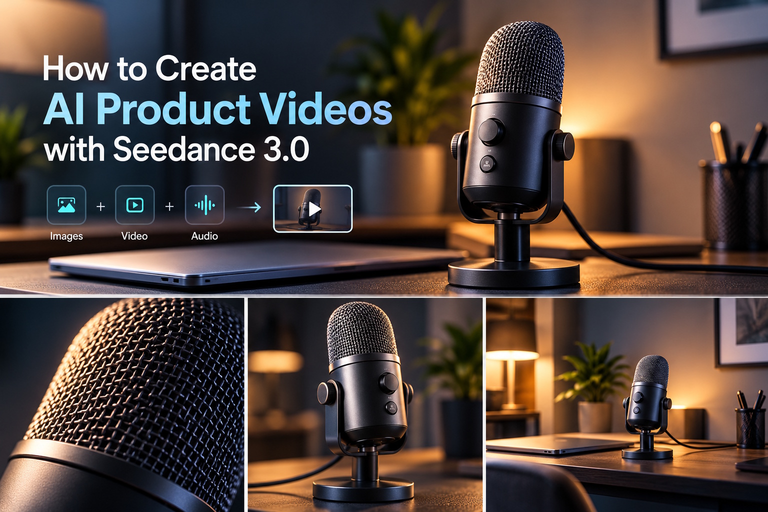 AI product video creation with Seedance 3.0 using microphone product photography